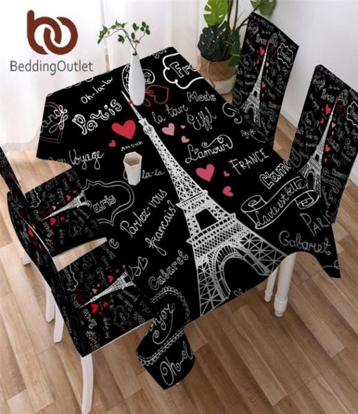 BeddingOutlet França Torre de Paris Toalha de Mesa À Prova D 'Água Toalha de Mesa de Jantar para Mesa Retangular Letras Românticas Capa de Mesa T20078625601