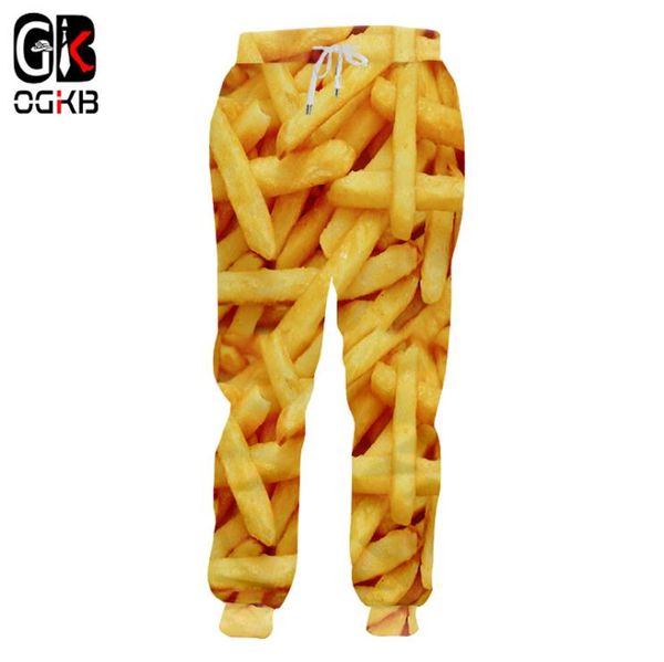 Ogko jogger calças masculinas moda solta comida 3d calças de suor imprimir batatas fritas chips streetwear plus size 5xl traje homem moletom 24396331