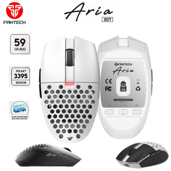 Rice fantech aria xd7 mouse de jogos pixart3395 26000dpi wired bt wireless rates huano 80 milhões de ttc codificador de ouro para gamer para pc gamer