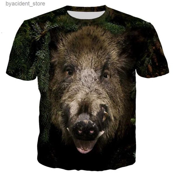 T-shirt da uomo New Fashion Cool Jungle Boar Pattern 3D stampato T-shirt da uomo Casual Personality Manica corta Street Girocollo Large Size Top L240304