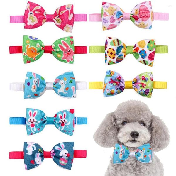 Vestuário para cães 6 peças Pet Bow Tie Collar Set Ajustável Bowties Egg Padrão para Decorações de Festa de Páscoa Suprimentos