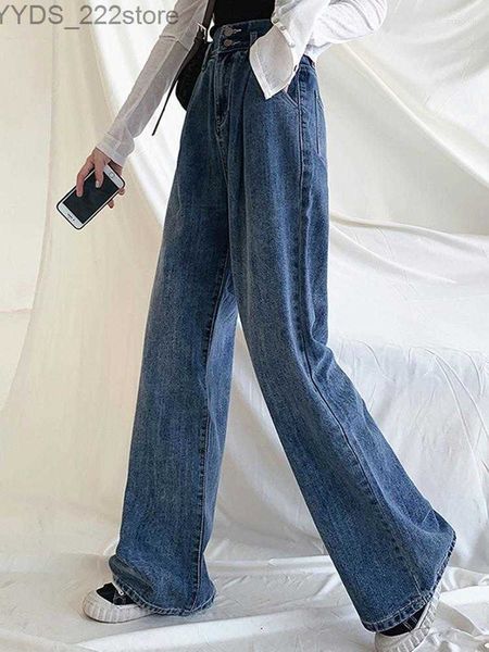 Jeans Jeans Loose Wide-Leg Femme Plus Size Straight Leg High Waist Vintage Hose Winter 240304