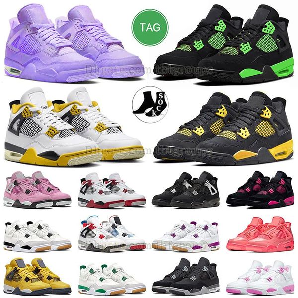 4s sapatos de basquetebol homens mulheres air jordan jordens 4 jordan4s jordans jordans4 retro jordens jorden off white j4 black yellow red pink purple thunder【code ：L】 sapatilhas