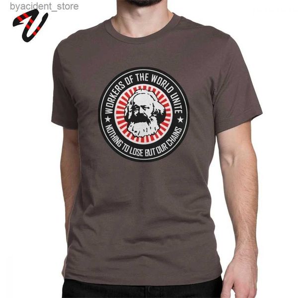 Homens camisetas Karl Marx Trabalhadores Unem Homens Camisetas Engraçadas Tees Tops Comunismo Marxismo Socialismo Camiseta Original L240304