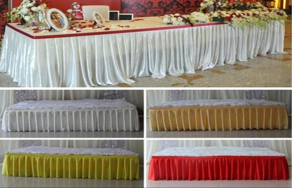 Moda colorata seta ghiaccio gonne da tavolo runner di stoffa runner decorazione tavolo da sposa pew copre el evento lungo corridore deco3341180777