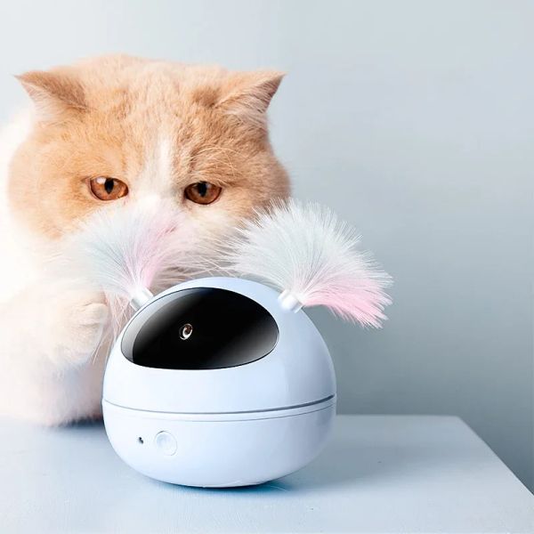 Brinquedos 360 graus de rotação laser gato brinquedo interativo robô elétrico provocando gato pena brinquedo inteligente automático brinquedos suprimentos para animais estimação