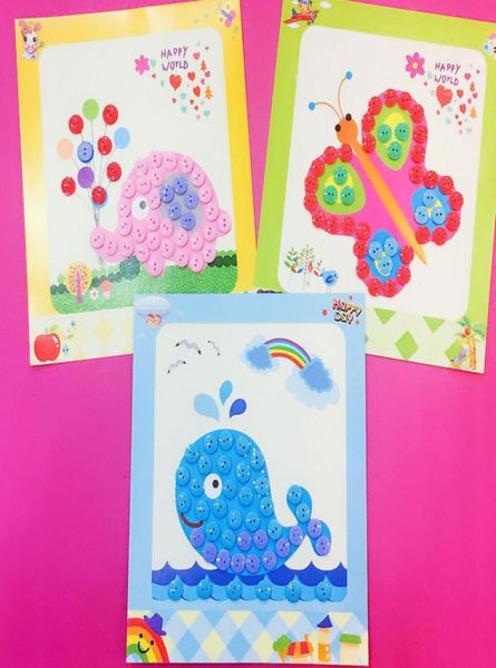 Bambini fai da te pulsante disegno adesivi giocattolo libri da colorare per bambini immagine educativa pasta fatta a mano pittura intera5608829