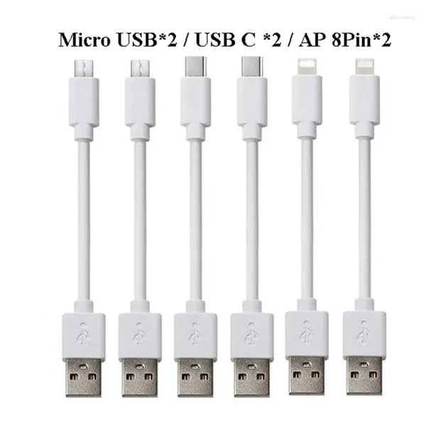 Короткий кабель 25 см, белый провод Micro USB Type C, зарядный шнур для Iphone Android 2A, зарядное устройство для мобильного телефона с быстрой зарядкой