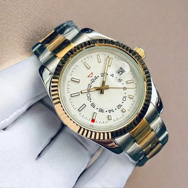 Hareket Saatler Erkekler İzle 42mm Otomatik Makine Paslanmaz Çelik Su Geçirmez Aydınlık Montre Homme Homme Erkek Saatler Skydweller 2813 Hareket Gül Altın