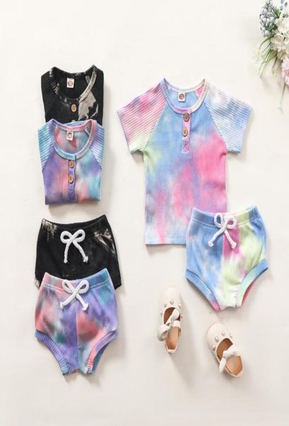 Einzelhandel, komplettes Baby-Outfit für Neugeborene, 2-teiliges Outfit-Set, T-Shirt aus gefärbter Baumwolle, Hosen, Trainingsanzüge für Kinder, Designer-Kleidung für Kinder, 5238443