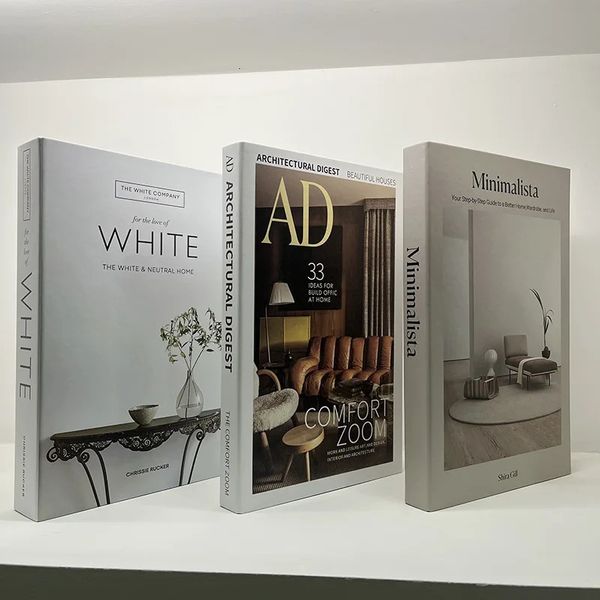 3 pçsset livros falsos decoração simulação casa presentes ornamentos de luxo fashional estudo caixa de livro macio modelo 240219