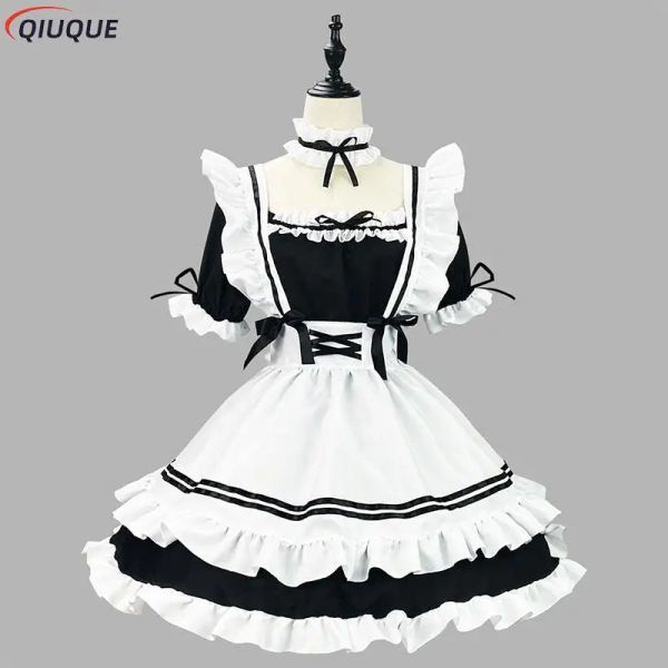 Kostüme Japanische Dienstmädchenuniform Schöne Mädchen Studentin Lolita Kleid Cosplay Kostüm Süße süße Katze Café Prinzessin Harajuku Kawaii Dessous