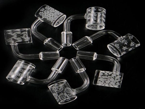 Raucherzubehör 7 verschiedene Quarz-Banger-Nägel 100 mit bedrucktem 14-mm-Domeless-Nagel männlich 90 Grad für Dab Rig Shisha Bong4571612