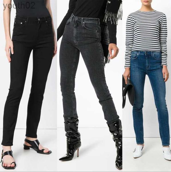 Damen-Jeans, Damen-Jeans, nordische Totem-Jeans, hohe Taille, elastisch, schmal, kleine, schmale Füße, schmale Bleistift-Damenhose 240304