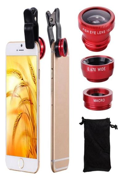 Yüksek Kalite 3 Arada 1 Cep Telefonu Zoom Lens Süper Balık gözü Kamera Geniş Açılı Makro lens ile 9849515