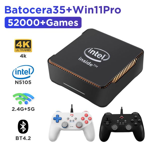 Consoles Hyper Base M1 Retro Consoles de jogos Intel N5105 Windows11 Pro + Batocera com 52000+ jogos para PS2/PS1/N64/GameCube/SS/MAME/NDS/WII