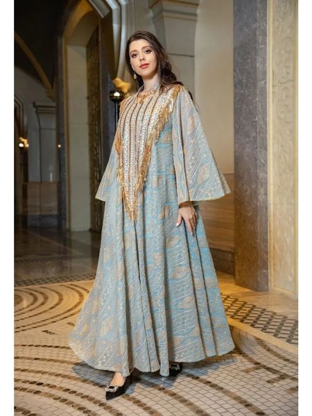 Marrocos vestido de festa para mulheres muçulmano abaya malha lantejoulas jalabiya dubai abayas kaftan abaya islam vestidos árabe longo robe outono 240229