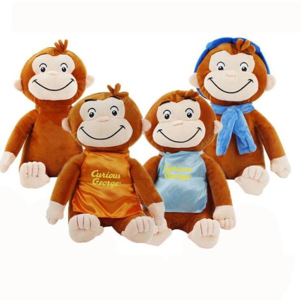 4 estilos 30cm curioso george boneca de pelúcia botas macaco brinquedo de pelúcia animal peluche brinquedos para crianças presentes de aniversário de natal 2012043603661