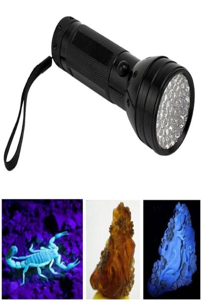 Tragbare 51LED UV LED Lila Licht Schwarz Taschenlampe Aluminium Shell 365410nm Fälschung Erkannt Taschenlampe Beleuchtung Lampe3235656