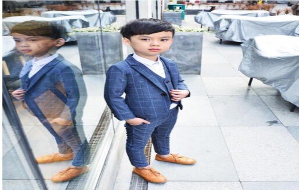 Boy Kafes Kırmızı Mavi Gri Takım Düğün Giysileri Coatpantsvestbow Tie Çocuk Kostüm Sahne Performans Ana Sayfa Gösteri 90140 T1780824