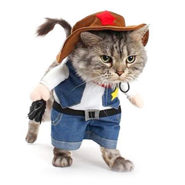 Roupas gato cowboy traje chapéu para gatos cães pequenos pet costunm cosplay chapéu engraçado gato acessórios roupas para cães terno para cães gatos roupas