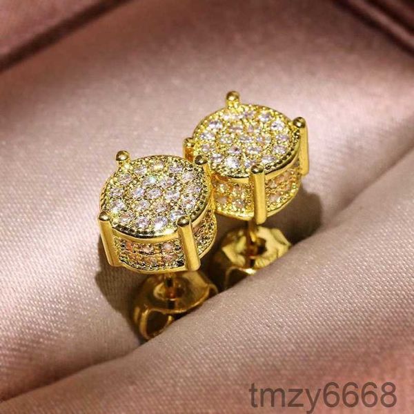 Funkelnder Cz Simulierter Diamant Silber Ohrstecker Männer Frauen Gold Ohrringe Mode Hip Hop Schmuck SM94