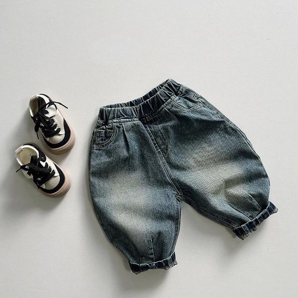 Брюки Джинсы в стиле ретро Повседневные и универсальные широкие брюки Модная детская одежда оптом