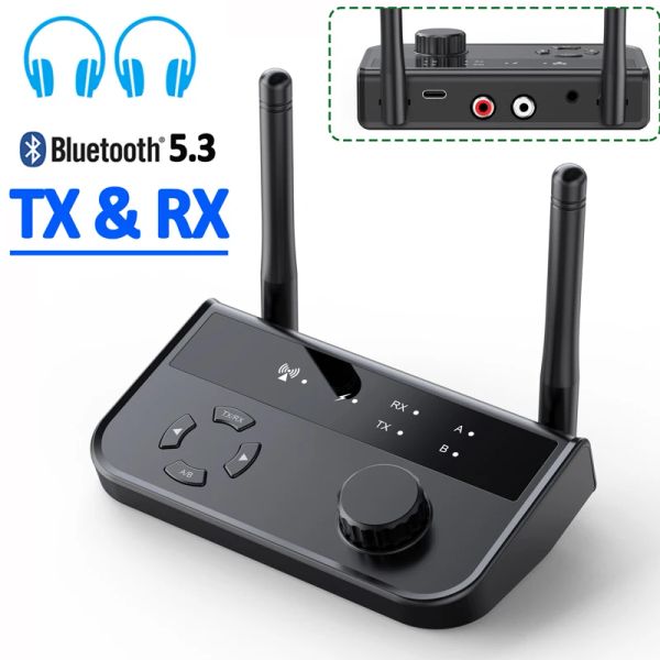 Kit Bluetooth 5.3 Ricevitore trasmettitore Coppia 2 dispositivi BT 5.0 3,5 mm Aux Jack RCA Wireless Music Adapter per cuffie per PC per auto TV