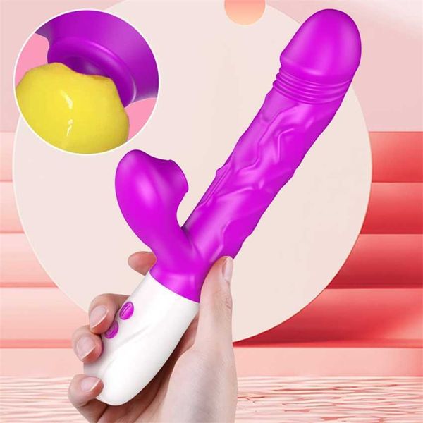 3In1 vibratore del coniglio telescopico rotante dildo clitoride succhiare la vagina G spot stimolare vibratori giocattoli del sesso per le donne 231010