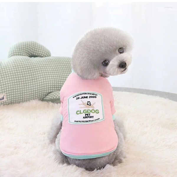 Hundebekleidung Haustier weiche warme Kleidung Winter Polyester Jacke Flughafen Muster Stickerei Welpen Chihuahua Kostüm Mantel