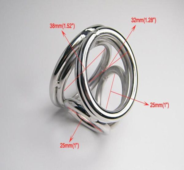Dispositivo de bondage em aço inoxidável 304, anel peniano com 4 gaiolas para pênis, produto adulto sm fetiche s7036625