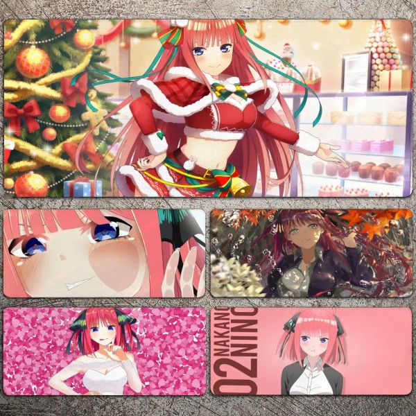 Almofadas Anime Girl Nakano Nino Mousepad Grande Gaming Mouse Pad LockEdge Engrossado Teclado de Computador Mesa Tapete