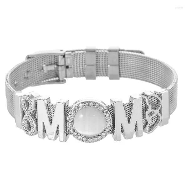 Braccialetti con ciondoli Infinity Love MOM Set Bracciale rigido fai da te in acciaio inossidabile per gioielli di moda da donna Regalo per la festa della mamma