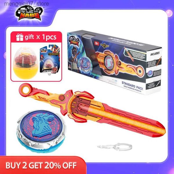 Beyblades Metal Fusion Infinity Nado 6 Standard Pack – Blazing War Bear, leuchtender Metallkreisel mit Monster-Symbol, Schwertwerfer, Anime-Kinderspielzeug L240304