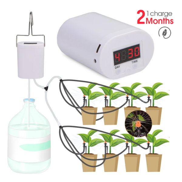 Kits Pumpen-Timer Bewässerungsset für Balkon-Innen-Bonsai-Pflanzen 2/4/8 Tropfer Mikrocontroller-System Hausgarten-Sprinkler