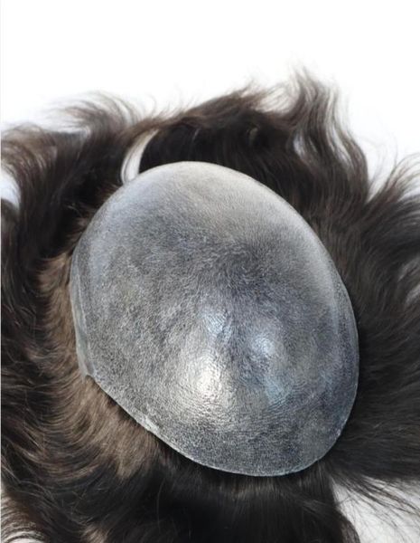 Erkekler saç peruk erkek saç parçaları saç sistemi tam pu toupee tam ince cilt toupee Çin bakire insan saç yedek silikon peruk f1076595