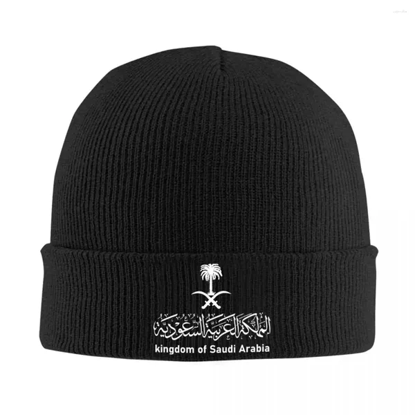 Berets Reino da Arábia Saudita Beanie Cap Unisex Inverno Quente Bonnet Homme Tricô Chapéus Caligrafia Árabe Emblema Skullies Beanies Caps