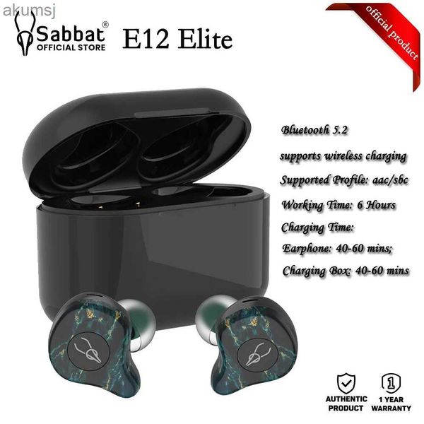 Auricolari per telefoni cellulari Sabbat E12 Elite TWS wireless Bluetooth nell'orecchio sportivo auricolare Bluetooth 5.2 supporto per l'accoppiamento automatico aptx auricolare hifi wireless YQ240304