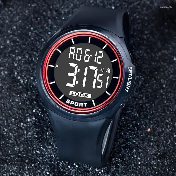 Relógios de pulso relógio digital à prova d'água Luminous relógio contagem regressiva StopWatch Sport Men estudantes Wrist Watches Wristwatch