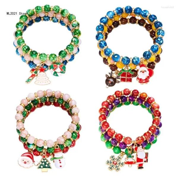 Strang 1 Set Frauen bunte Armbänder Sets Perlen Handkette Weihnachten Armband Schmuck