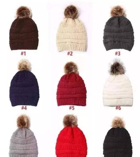 Bambini Adulti Cappello invernale caldo spesso per le donne Cavo elasticizzato morbido lavorato a maglia Pom Pom Berretti Cappelli Donna S Skullies Berretti Asciugamano6053844