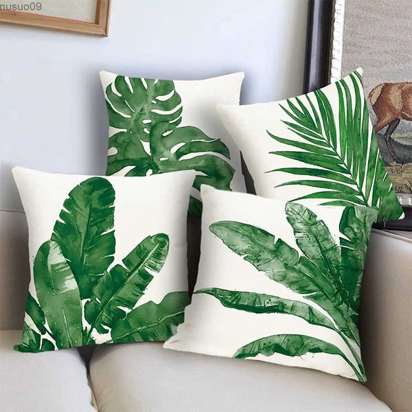 Coprisedie Pianta verde tropicale Foglia di palma Foglia di banana Federa in lino 60 * 60 Fodera per cuscino per divano 40 * 40 Decorazione domestica personalizzabile