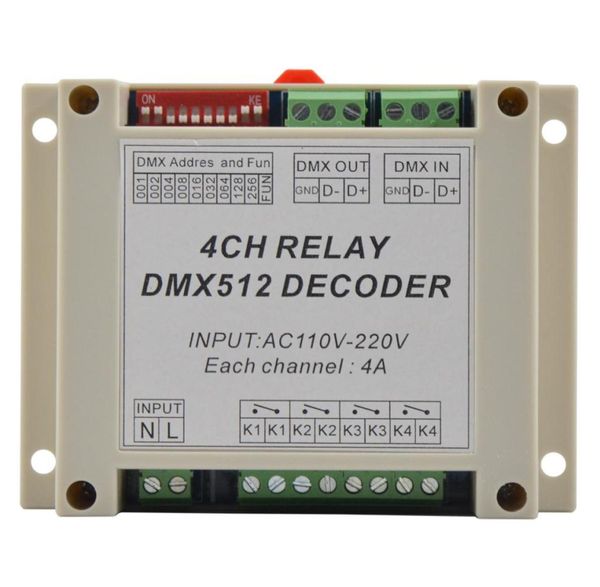 1 Stück DMXRELAY4CH DMX512 Relais Decoder Controller Verwendung für LED-Lampe, LED-Streifen, Eingang AC110220V8566128