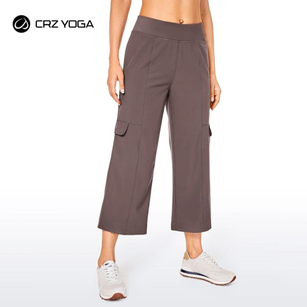 Наряд Crz Yoga женские легкие свободные широкие брюки-капри для бега с карманами-карго эластичная талия спортивные брюки для отдыха и путешествий