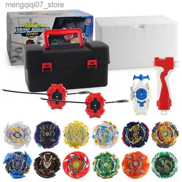 Beyblades Metal Fusion Toupie s Set Burst Metal Fusion Gyro mit Griff Launcher Tool Box Kreisel Spielzeug für Jungen Kinder Geschenke XD168-21C L240304