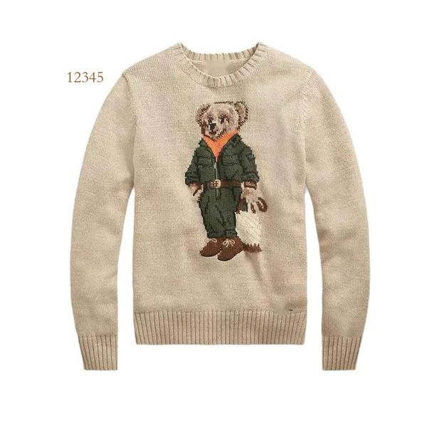 RL Bear Designer Men Knits Bear Sweater Polos Puloor Crewneck Вязаные S -свитера с длинным рукавом повседневное рождественское печатное