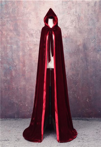 Capa de veludo com capuz, capa de casamento para Halloween Wicca Robe Wicca Robe Wicca Robe Medieval Bruxaria Capa Larp com capuz Vampiro Halloween1130202