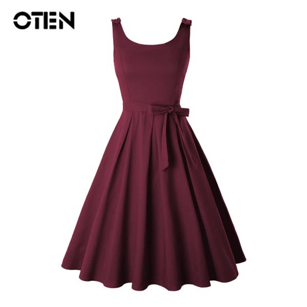 Vestido oten plus size 4xl roupas femininas verão sem mangas o pescoço arco sexy sem costas rockabilly pin up skater balanço vestido de festa casual