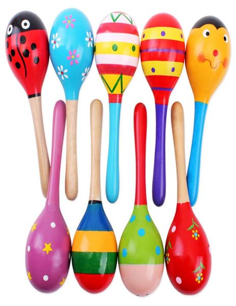 giocattolo in legno per bambini simpatici giocattoli a sonagli Mini Baby Sand Hammer giocattoli per bambini strumenti musicali Giocattoli educativi Colori misti8379363