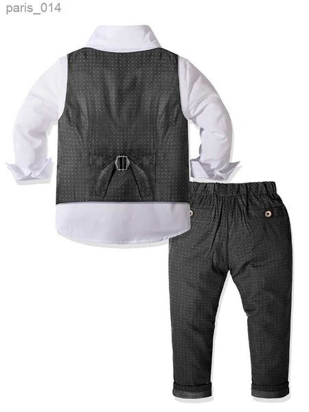 Suits Boys Dress Suit Kids İnce Fit Dresswear Seti Toddler Boy Giysileri Yelek+Gömlek+Çevla Tie+Pantolonlar Erkekler Düğün İçin Resmi Kıyafetler